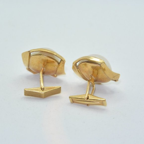 SOLD 14K Gold with Oval Dome Cufflinks - Picture 2 of 4